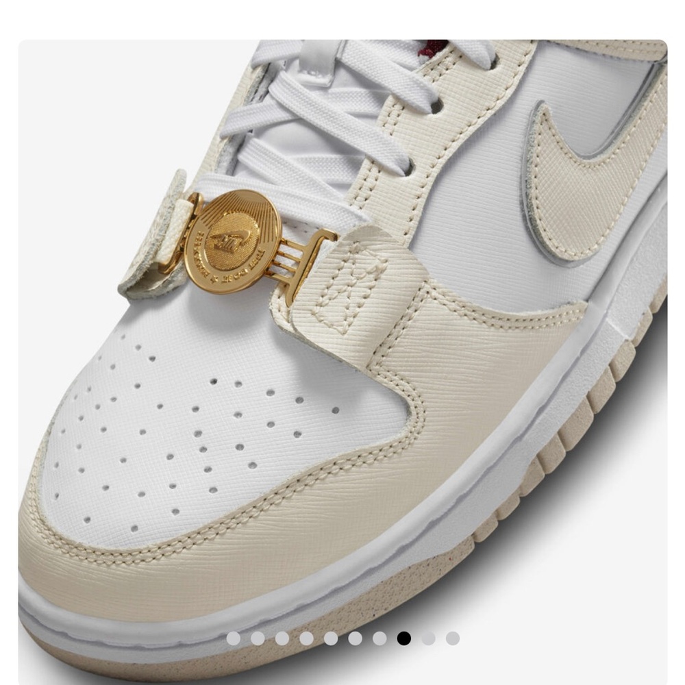 Nike White and Burgundy Dunks SE with Gold Accents